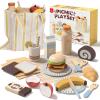 Lehoo Castle Play Food Sets for Kids Kitchen, Wooden Toys Food for Toddlers 3+, Pretend Picnic Play Set, Cutting Food Toys, Gift for Girls Boys 3 4 5 6 view 1