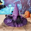 SSPalu Halloween Deluxe Witch Hat Veils Spiders Feathers Felt Wizard Cap Women Men Wide Brim Pointed Hat Party Carnival Cosplay Costume (Purple, 1 Pcs) view 4