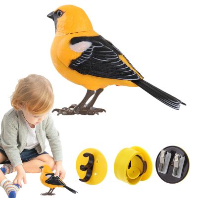 Simulation Bird Toy - Light Voice Activated Induction Birds, Flexible Mouth and Head, Realistic Bird Toys for Making Sounds, Light Voice Control Bird Figurine Toy, Tree Ornament for Garden Decor