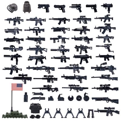 VICVIK Weapons Pack Military Toy Accessories, U.S. Second Edition Weapons Include 50+ Pieces for Army Equipment Gear Sets Pieces, Compatible with Mini Figure of Major Brand