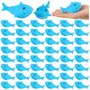 25 Pcs Rubber Sharks for Kids, Blue Shark Bath Toys Cute Floating Squeaky Mini Rubber Sharks for Shower, Classroom Carnival Prizes, Cake Decoration view 1