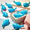 25 Pcs Rubber Sharks for Kids, Blue Shark Bath Toys Cute Floating Squeaky Mini Rubber Sharks for Shower, Classroom Carnival Prizes, Cake Decoration view 4