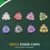 ORIENGEAR Poker Chips Professional, 50 Pcs 14 Gram Poker Chips Composite with Clear Denomination, Numbered Chips for Casino Card Game, Blackjack, Roulette Games, for Poker Lover, 8 Color view 3