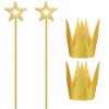 ZCYSRLQIN Costume Headwear 13 Inches Gold Star Wand and Gold Birthday Crown Hats, Paper Crowns Angel Fairy Princess for Wedding Birthday Party Cosplay Halloween Dress up Accessories view 1