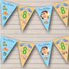 8th Boy Cars Trucks Toys Blue Orange Photo Any Age Personalized Any Age Kids Children's Birthday Party Bunting - Hanging Party Decoration - Birthday Party Banner Garland | Decorative Party Supplies view 1