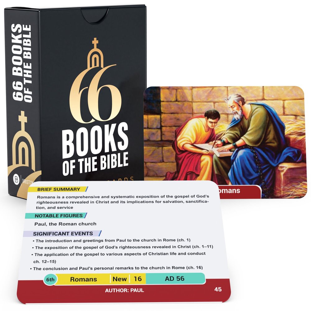 Briston 66 Books of The Bible Flashcards  Christian Learning Cards for Kids & Adults, Study Tool for Sunday School & Bible Study, Old & New Testament Overview Cards, Scripture Education Set