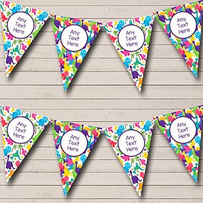 Dinosaur Colourful Personalized Any Age Kids Children's Birthday Party Bunting - Hanging Party Decoration - Birthday Party Banner Garland | Decorative Party Supplies