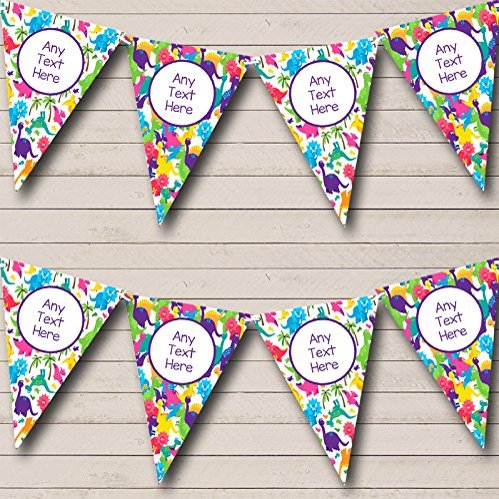 Dinosaur Colourful Personalized Any Age Kids Children's Birthday Party Bunting - Hanging Party Decoration - Birthday Party Banner Garland | Decorative Party Supplies