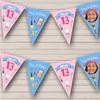 13th Girl Make Up Painted Photo Pink & Any Age Personalized Any Age Kids Children's Birthday Party Bunting - Hanging Party Decoration - Birthday Party Banner Garland | Decorative Party Supplies view 1