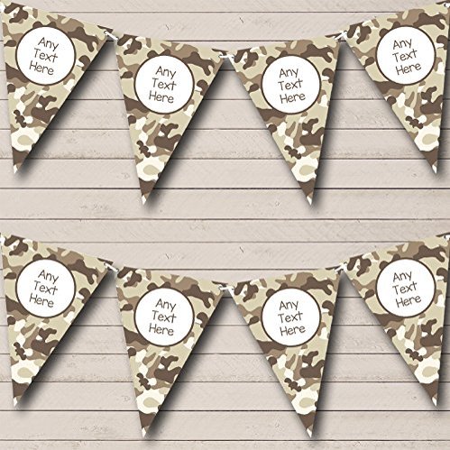 Brown Camouflage Personalized Any Age Kids Children's Birthday Party Bunting - Hanging Party Decoration - Birthday Party Banner Garland | Decorative Party Supplies