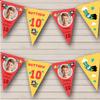 10th Boy Kids Children's Superhero Red Photo Red Personalized Any Age Kids Children's Birthday Party Bunting - Hanging Party Decoration - Birthday Party Banner Garland | Decorative Party Supplies view 1