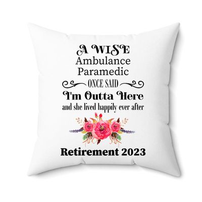 Ambulance Paramedic Retirement Gifts Throw Pillow for Women 2023 - Happy Retired Boss from Coworker - Farewell Going Away - Cover with Insert 18x18 - Case and Stuffing with Zipper