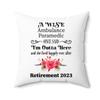 Ambulance Paramedic Retirement Gifts Throw Pillow for Women 2023 - Happy Retired Boss from Coworker - Farewell Going Away - Cover with Insert 18x18 - Case and Stuffing with Zipper view 1