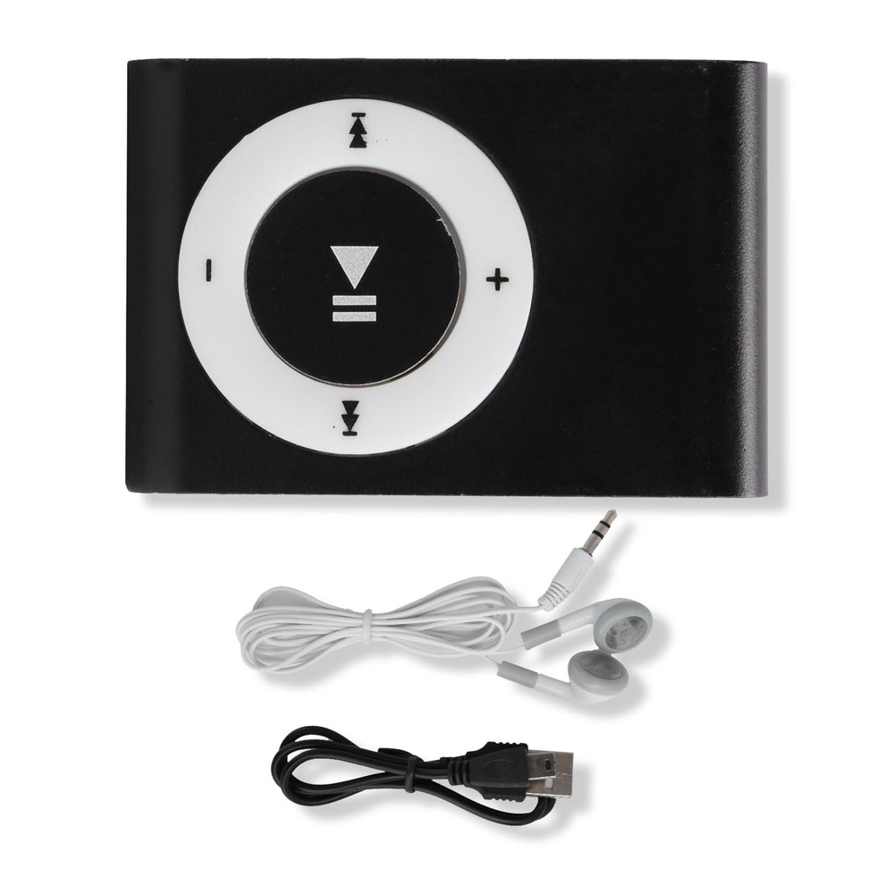 WOOXGEHM MP3 Player, Portable Music Player with Earphone and USB Cable, Built in Memory Card Expansion Slot, Back Clip Sports MP3 Player(Black)