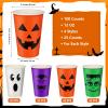 100 Pcs Halloween Party Cups 12 oz Pumpkin Vampire Bat Ghost Paper Cups Disposable Cups for Hot Cold Drinks Trick or Treat Supplies Decoration (Halloween) view 2