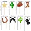 24Pcs Cowboy Cupcake Toppers Glitter HorseShoe Cowboy Hats Boots Cupcake Picks Star Gun Cactus Cupcake Picks Western Theme Baby Shower Birthday Party Cake Decorations Supplies view 2