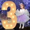 4FT Large Light Up Numbers, Giant Marquee Numbers 3 for 3rd 13rd 30th Birthday Decorations, Big Light Up Numbers for Party Anniversary, Marquee Letters Pre-Cut Mosaic Numbers for Balloons view 1