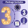 4FT Large Light Up Numbers, Giant Marquee Numbers 3 for 3rd 13rd 30th Birthday Decorations, Big Light Up Numbers for Party Anniversary, Marquee Letters Pre-Cut Mosaic Numbers for Balloons view 4