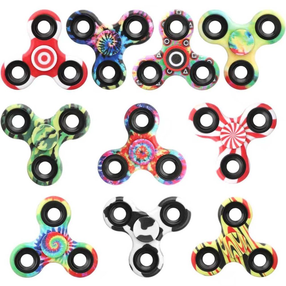10 Pack Fidget Spinner Toy Bulk for Kids Adults, Metal Tri-Spinner Fidget Set, Hand Spinner for Stress Relief, Easter Birthday Goodie Bag Stocking Stuffers Classroom Prizes for Boy Age 3-12