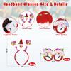 27 PCS Christmas Party Favors, Light Up Xmas Necklace Headband Glasses Set, Xmas Bulb Necklace Antler Lights Headbands LED Flashing Glitter Eyeglasses for Christmas Gift, Holiday Christmas Accessories view 3