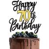 1 PCS Happy 70th Birthday Cake Topper Black Gold Glitter Cheers to 70 Years Birthday Cake Pick 70 Fabulous Cake Decoration for Happy 70th Birthday Anniversary Party Decorations Supplies view 1