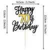 1 PCS Happy 70th Birthday Cake Topper Black Gold Glitter Cheers to 70 Years Birthday Cake Pick 70 Fabulous Cake Decoration for Happy 70th Birthday Anniversary Party Decorations Supplies view 2