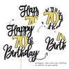 1 PCS Happy 70th Birthday Cake Topper Black Gold Glitter Cheers to 70 Years Birthday Cake Pick 70 Fabulous Cake Decoration for Happy 70th Birthday Anniversary Party Decorations Supplies view 3
