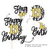 1 PCS Happy 13th Birthday Cake Topper Black Gold Glitter Cheers to 13 Years Birthday Cake Pick 13 Fabulous Cake Decoration for Happy 13th Birthday Anniversary Party Cake Decorations Supplies view 3