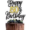 1 PCS Happy 50th Birthday Cake Topper Black Gold Glitter Cheers to 50 Years Birthday Cake Pick 50 Fabulous Cake Decoration for Happy 50th Birthday Anniversary Party Cake Decorations Supplies view 1