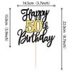 1 PCS Happy 50th Birthday Cake Topper Black Gold Glitter Cheers to 50 Years Birthday Cake Pick 50 Fabulous Cake Decoration for Happy 50th Birthday Anniversary Party Cake Decorations Supplies view 2