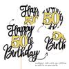 1 PCS Happy 50th Birthday Cake Topper Black Gold Glitter Cheers to 50 Years Birthday Cake Pick 50 Fabulous Cake Decoration for Happy 50th Birthday Anniversary Party Cake Decorations Supplies view 3