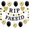 21st Birthday Banner for Him Her RIP Fake ID Bday Party Decorations Supplies Happy 21 Twenty One Funny Birthday Favors Gift Glitter Hanging Garland Kit 10pcs Balloons Bunting Adult Black Gold view 1