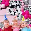 Cow Print Number 4 Balloon, Large 40 Inch Cow Number Birthday Balloons, Foil Mylar Number 4 Balloons for 4 Year Old Birthday Party Decorations Supplies Animal Farm Cowboy Cowgirl Themed Party view 4
