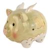 Blue Sky Clayworks Angel Baby Piggy Bank, Ceramic, 8 in L x 6 in W x 7 in H, Gold Script Nursery Keepsake view 1