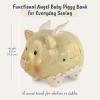 Blue Sky Clayworks Angel Baby Piggy Bank, Ceramic, 8 in L x 6 in W x 7 in H, Gold Script Nursery Keepsake view 3