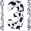 Cow Print Number 3 Balloon, Large 40 Inch Cow Number Birthday Balloons, Foil Mylar Number 3 Balloons for 3 Year Old Birthday Party Decorations Supplies Animal Farm Cowboy Cowgirl Themed Party view 1