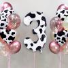 Cow Print Number 3 Balloon, Large 40 Inch Cow Number Birthday Balloons, Foil Mylar Number 3 Balloons for 3 Year Old Birthday Party Decorations Supplies Animal Farm Cowboy Cowgirl Themed Party view 2