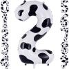 Cow Print Number 2 Balloon, Large 40 Inch Cow Number Birthday Balloons, Foil Mylar Number 2 Balloons for 2 Year Old Birthday Party Decorations Supplies Animal Farm Cowboy Cowgirl Themed Party view 1