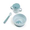 Done by Deer Foodie First Meal Set with Suction Base  Elphee  Blue  3-Piece Baby Feeding Set with Bowl, Spout Cup & Spoon  Elephant Motif  Microwave & Dishwasher Safe view 1