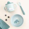 Done by Deer Foodie First Meal Set with Suction Base  Elphee  Blue  3-Piece Baby Feeding Set with Bowl, Spout Cup & Spoon  Elephant Motif  Microwave & Dishwasher Safe view 2