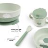 Done by Deer Foodie First Meal Set with Suction Base - Happy Clouds - Green - 3-Piece Toddler Feeding Set with Bowl, 2-Handle Spout Cup & Easy-Grip Spoon - Dishwasher & Microwave Safe view 2