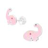 Charmed Owl 925 Sterling Silver Children's Pink Brontosaurus Dinosaur Stud Earrings view 1