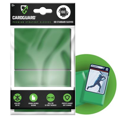 CardGuard Premium Clear Card Sleeves, 100ct  Standard Size Penny Sleeves for Pokmon, Sports Cards, Baseball, Football, and Collectible Trading Cards  Acid-Free, PVC-Free, Durable Protection, Green