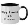 Happiness is Chess. Chess Two Tone 11oz Mug, Gag Chess Gifts, Cup For Men Women from Friends, Chess sets, Chess boards, Chess pieces, Travel chess sets, Magnetic chess sets, Electronic chess sets view 2