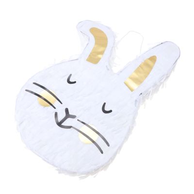 BESTOYARD Rabbit Pinata bling decor blush decor pinata rabbit decoration Easter party pinata rabbit pinata rabbit pendant Easter hanging pinata rabbit X1 white Cartoon makeup Paper