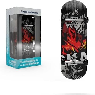 Lently Wood Fingerboards, Mini Fingerboards, 99mmL*29mmW (Big Mouth Cute Dragon) (Red Flame)