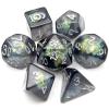 Haxtec DND Dice Set 7PCS Resin Dice Set Black with Iridescent Mylar Inclusion Polyhedral D&D Dice for Roleplaying Dice Games Compatible with Dungeons and Dragons view 1