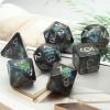Haxtec DND Dice Set 7PCS Resin Dice Set Black with Iridescent Mylar Inclusion Polyhedral D&D Dice for Roleplaying Dice Games Compatible with Dungeons and Dragons view 4