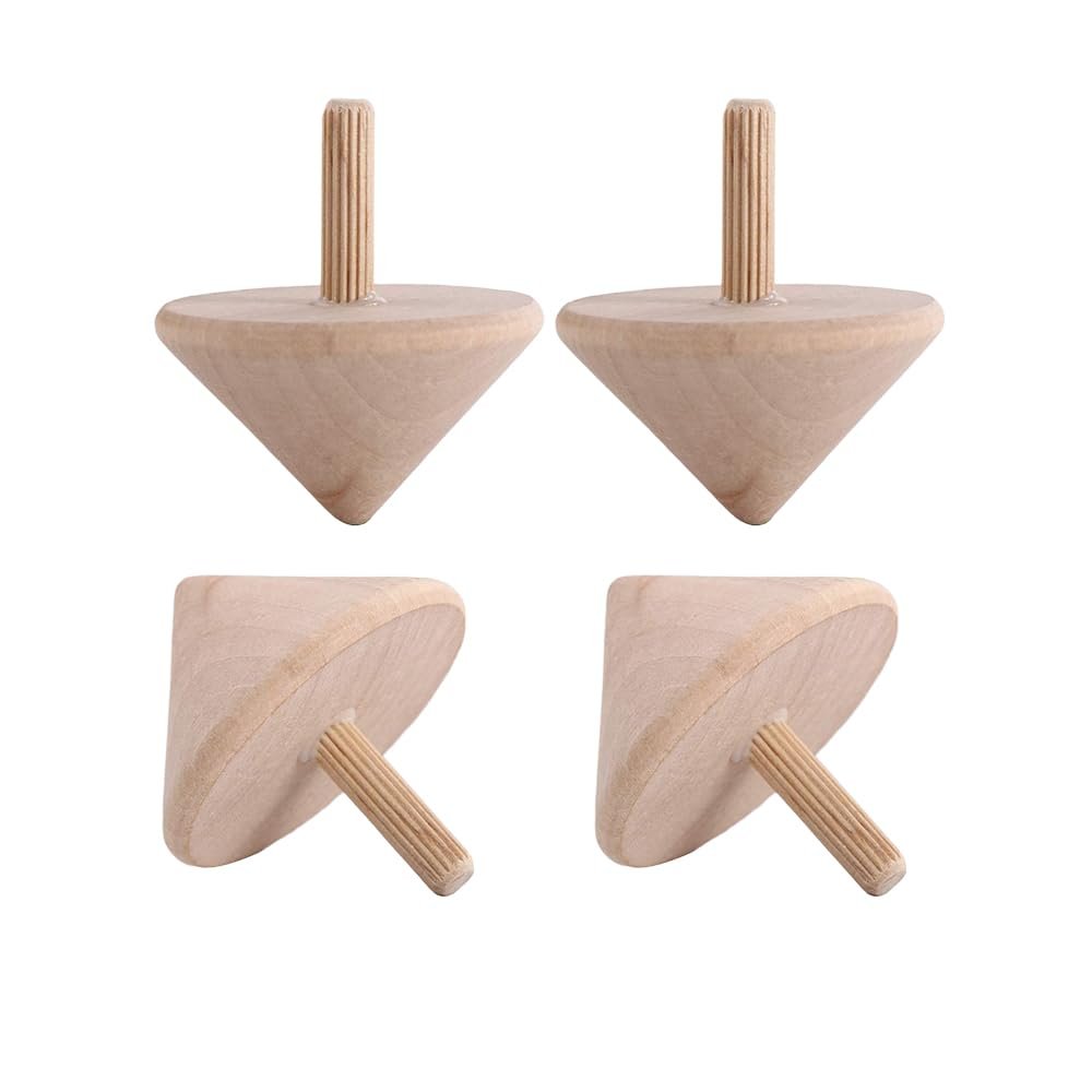 4 Pcs Wooden Spinning Tops Rotate Gyro DIY Gyroscope Toys Spinning Top for Children Kindergarten Toy Art Craft