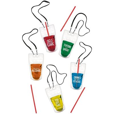 Grad Phrases Drink Pouch Necklaces - 16 oz. | Assorted Design